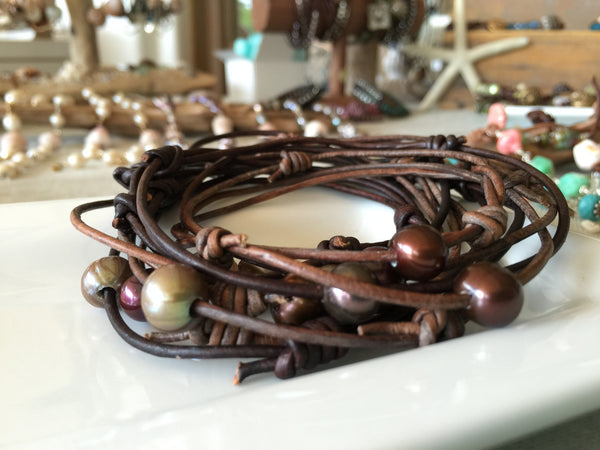 Leather Pearl Bracelets/Anklets