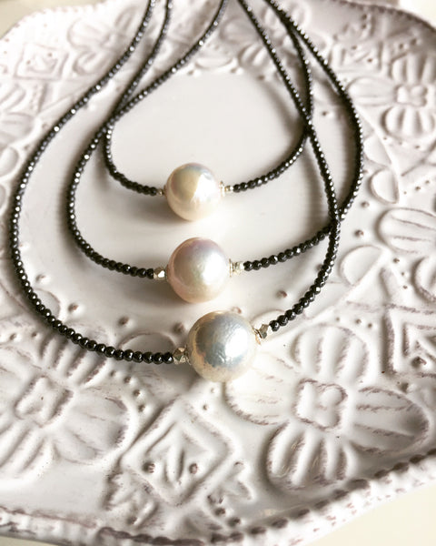 White Pearl & Hematite Necklace