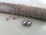Floating Pearl Necklace Silver